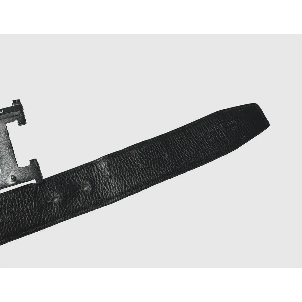 Hermes Blue / Black Reversible Belt with Silver H Buckle Sz 40 Leather Damaged